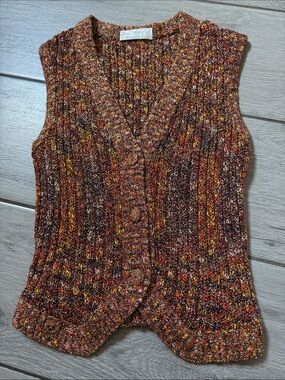 Multicolor Sparkly Knit V-Neck Sweater Vest